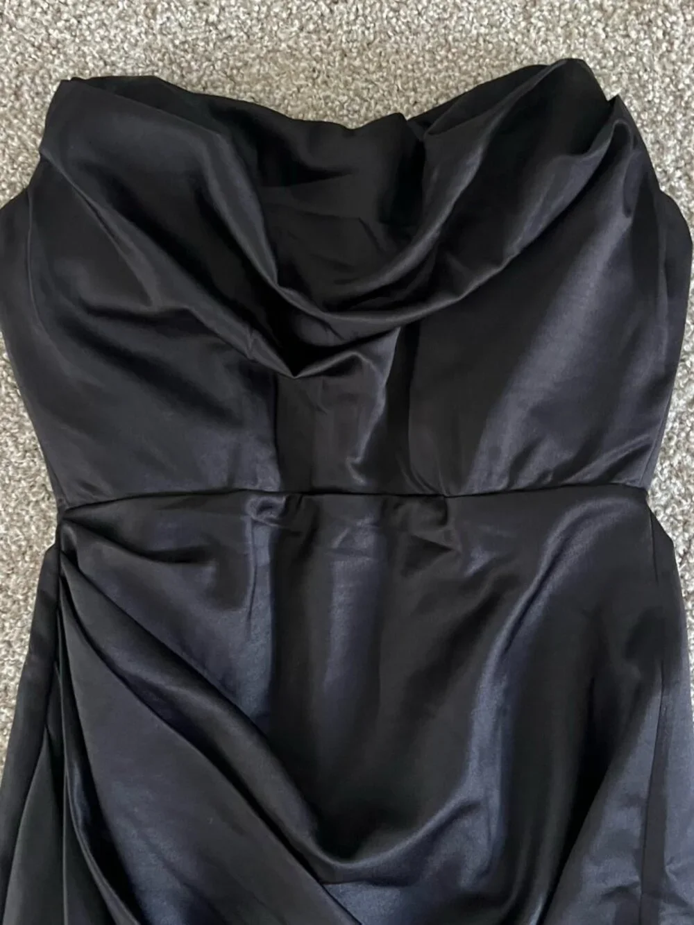 House of CB Adrienne Black Satin Strapless Corset Maxi Dress Formal Sexy Size L - Picture 5 of 10